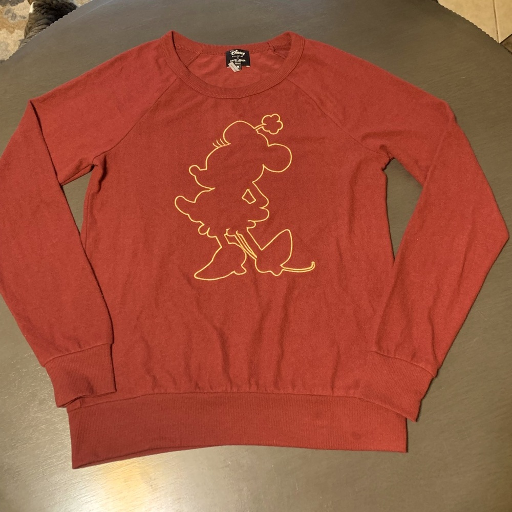 David Lerner Disney collection Minnie Mouse red long sleeve top w/ gold …